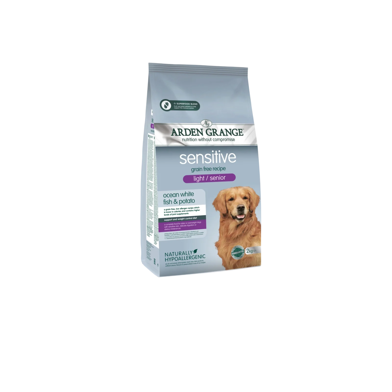 Arden Grange GF Dog Senior Sensitive Ocean White Fish & Potato (2 kg)