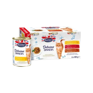 Butcher's Cat Delicious Dinners kuře + hovězí + zvěřina konzerva 6x400g (2.4 kg)