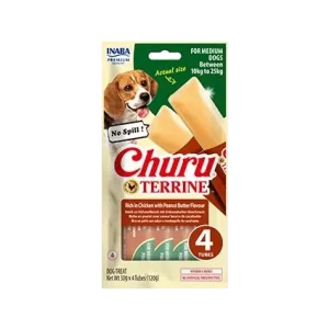 Churu Dog Terrine kuřecí s arašídovým máslem plemena M 4x30g (120 g)