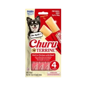 Churu Dog Terrine kuřecí s hovězím plemena S 4x15g (60 g)