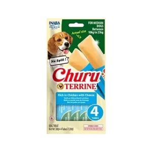 Churu Dog Terrine kuřecí se sýrem plemena M 4x30g (120 g)