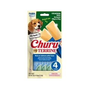 Churu Dog Terrine losos s tuňákem plemena M 4x30g (120 g)