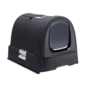 Curver WC kočka kryté domek Rattan 39x39x51cm antracit