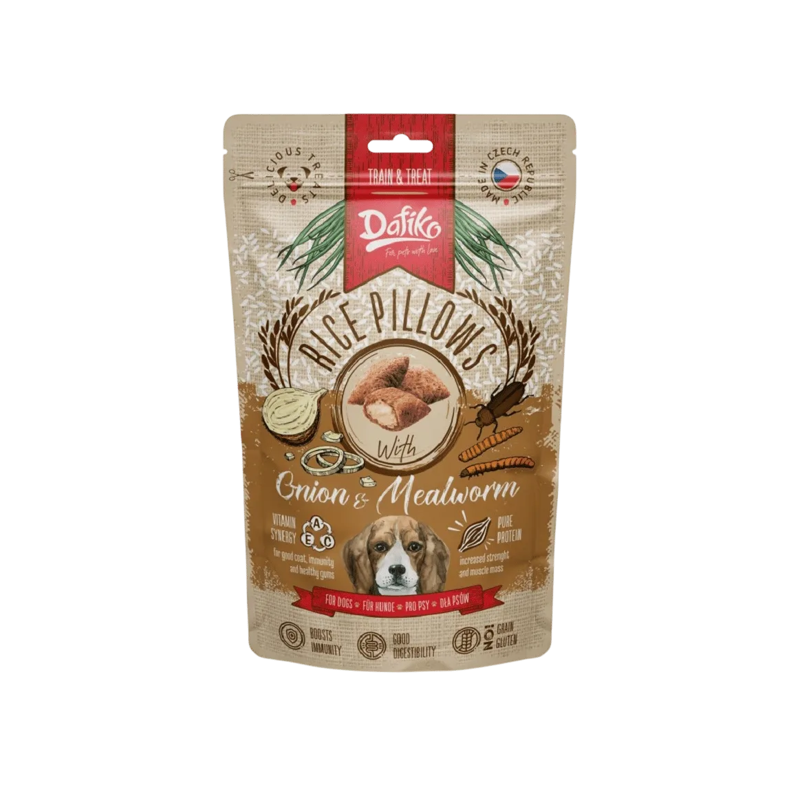 Dafiko plněné polštářky pro psy moučný červ / cibule 80g (80 g)