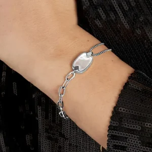 Elegantní náramek Premium z chirurgické oceli s perleťovým detailem, model č. 1539
