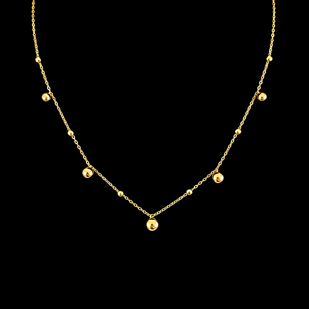 Jemný náhrdelník Stella Gold s kuličkami z pozlacené chirurgické oceli č. 1748