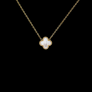Jemný náhrdelník White Clover z pozlacené chirurgické oceli 316L č. 1767