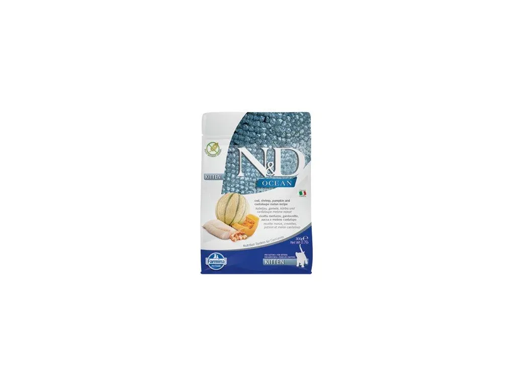 Krmivo N&D Kitten Ocean Cod, Shrimp, Pumpkin & Cantaloupe Melon 0,3kg | Pejskovice