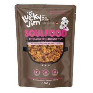 Lucky Jim Soulfood Linseneintopf Čočkový eintopf s hovězím masem a mrkví 300 g | Pejskovice