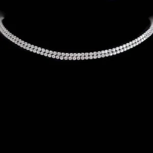 Luxusní dvojitý štrasový náhrdelník „Diamantová elegance“ z chirurgické oceli se zirkony č. 1851