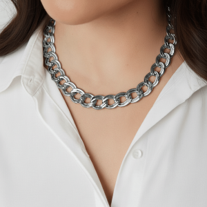Výrazný řetízkový náhrdelník „Silver Chain Bold“ z chirurgické oceli č. 1916