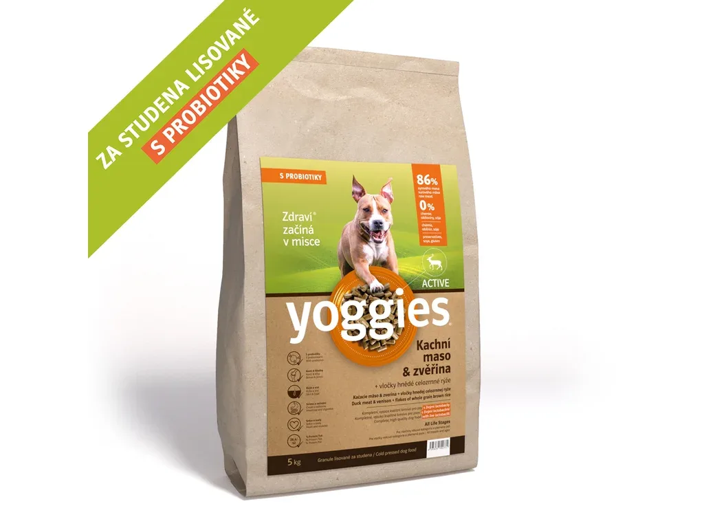 Yoggies granule pro psy lisované za studena s probiotiky, Active kachna a zvěřina 5 kg | Pejskovice