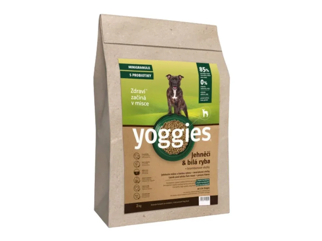 Yoggies MINIGRANULE pro psy lisované za studena s probiotiky, jehněčí a bílá ryba, 2kg | Pejskovice