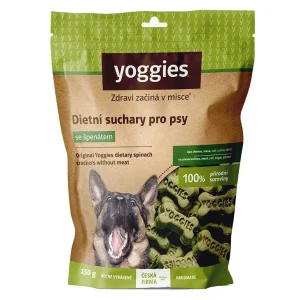 Yoggies NOVÉ dietní suchary pro psy bez masa a lepku se špenátem 150g | Pejskovice