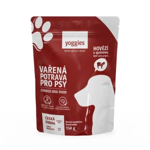 Yoggies Vařená potrava pro psy – hovězí maso s quinoou 150g | Pejskovice