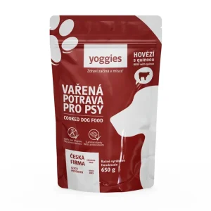 Yoggies Vařená potrava pro psy – hovězí maso s quinoou, 650g | Pejskovice